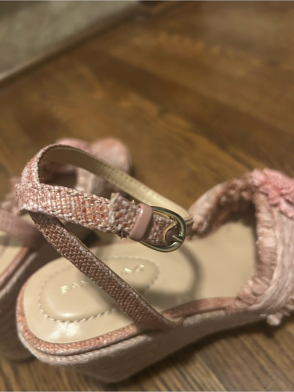 Bandolino Blush Pink Raffia Wedge Sandal with Ankle Strap 0051 - Picture 6 of 13